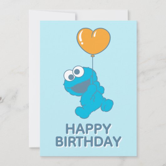 Cookie Monster Hart Ballon Kaart (Voorkant)