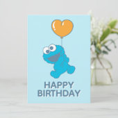 Cookie Monster Hart Ballon Kaart (Staand voorkant)