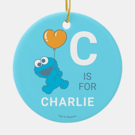 Cookie Monster Hart Ballon Keramisch Ornament (Voorkant)