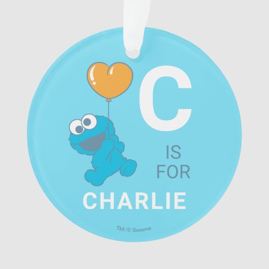 Cookie Monster Hart Ballon Ornament (voorkant)