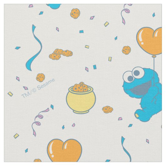 Cookie Monster Hart Ballon Stof (Close Up)