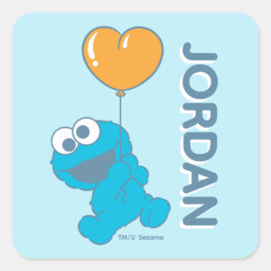 Cookie Monster Hart Ballon Vierkante Sticker