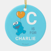 Cookie Monster Heart Balloon Keramisch Ornament (Voorkant)