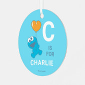 Cookie Monster Heart Balloon Metalen Ornament (Voorkant links)
