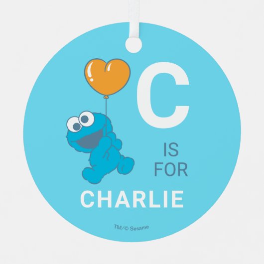 Cookie Monster Heart Balloon Metalen Ornament (Voorkant)