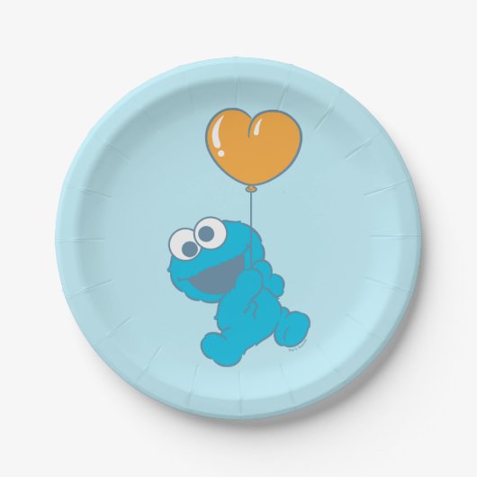 Cookie Monster Heart Balloon Papieren Bordje (Voorkant)
