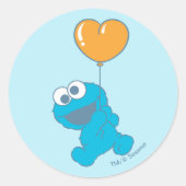 Cookie Monster Heart Balloon Ronde Sticker (Voorkant)