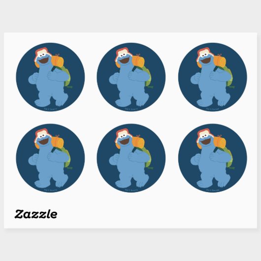 Cookie Monster Hiking Ronde Sticker (Vel)