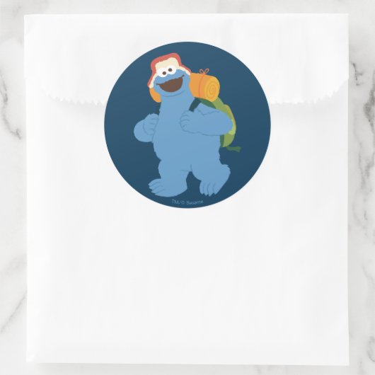 Cookie Monster Hiking Ronde Sticker (Tas)