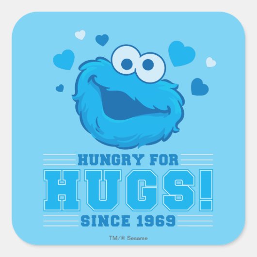 Cookie Monster Hugs Vierkante Sticker (Voorkant)