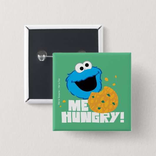 Cookie Monster | Ik heb honger. Vierkante Button 5,1 Cm (Voorkant /achterkant)