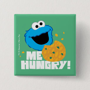 Cookie Monster Ik heb honger! Vierkante Button 5,1 Cm