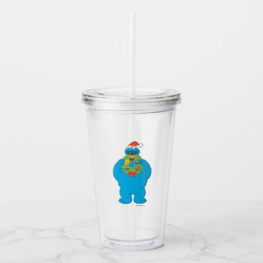 Cookie Monster Kerstmis Acryl Drinkbeker (Voorkant)