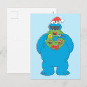 Cookie Monster Kerstmis Briefkaart (Voorkant / Achterkant)