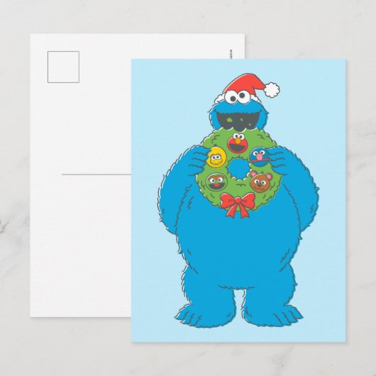 Cookie Monster Kerstmis Briefkaart (Voorkant / Achterkant)