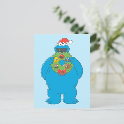  Cookie Monster Kerstmis Briefkaart (Staand voorkant)