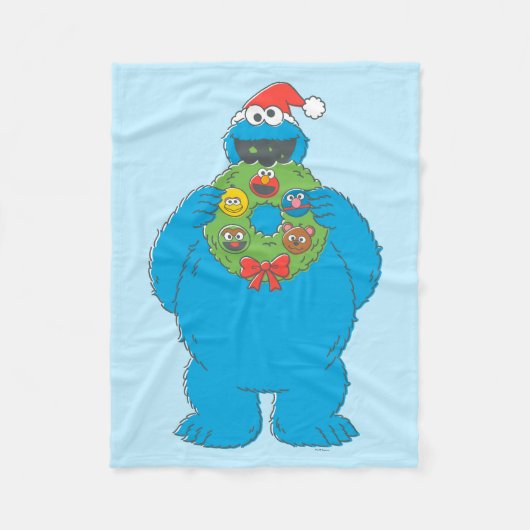 Cookie Monster Kerstmis Fleece Deken (Voorkant)