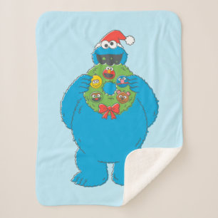  Cookie Monster Kerstmis Sherpa Deken