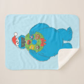 Cookie Monster Kerstmis Sherpa Deken (Voorkant (horizontaal))