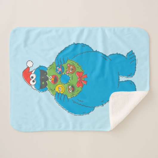  Cookie Monster Kerstmis Sherpa Deken (Voorkant (horizontaal))