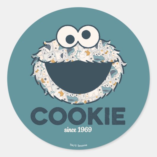 Cookie Monster | Koekje sinds 1969 Ronde Sticker (Voorkant)