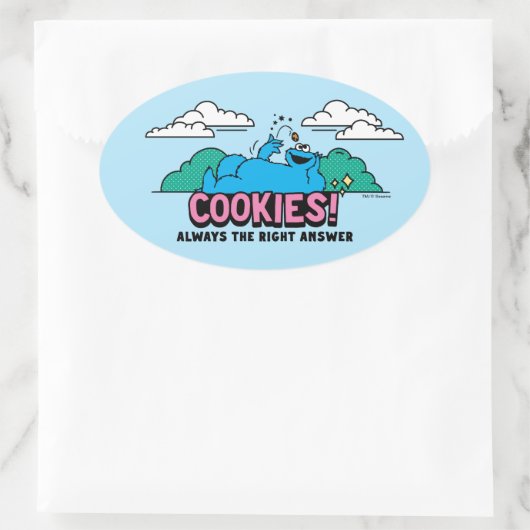 Cookie Monster | Koekjes Altijd het juiste antwoor Ovale Sticker (Tas)