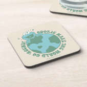 Cookie Monster | Koekjes maken de wereld draaiend Bier Onderzetter (Linkerzijde)