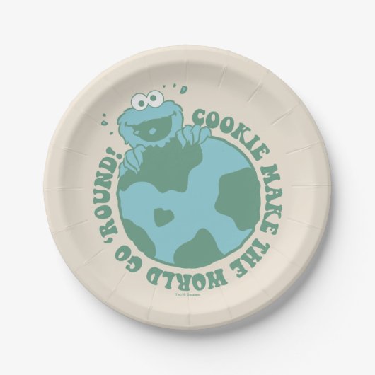 Cookie Monster | Koekjes maken de wereld draaiend Papieren Bordje (Voorkant)