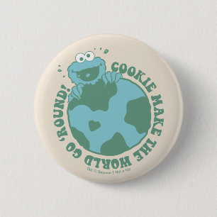 Cookie Monster   Koekjes maken de wereld draaiend Ronde Button 5,7 Cm