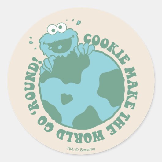 Cookie Monster | Koekjes maken de wereld draaiend Ronde Sticker (Voorkant)