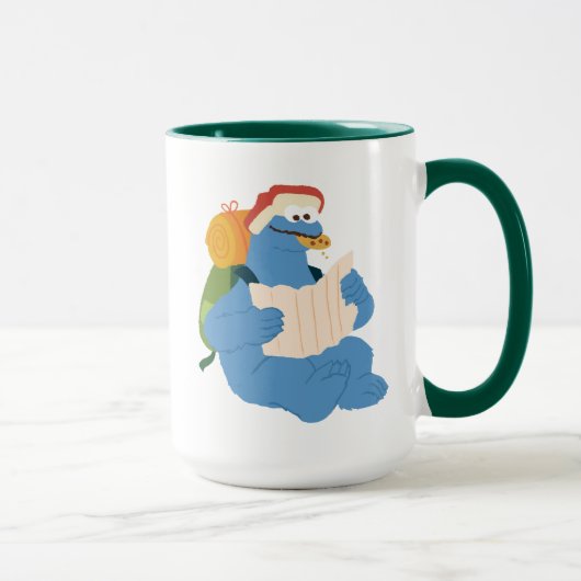 Cookie Monster Leest Een Kaart Mok (Rechts)