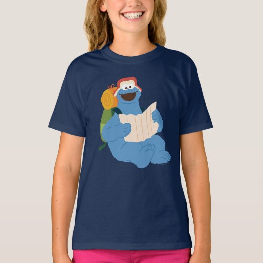 Cookie Monster Leest Een Kaart T-shirt (Voorkant)