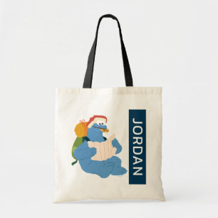 Cookie Monster leest een kaart Voeg je naam toe Tote Bag