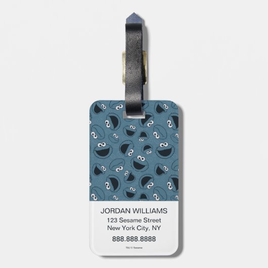 Cookie Monster | Me Hungry Pattern Bagagelabel (Achterkant verticaal)