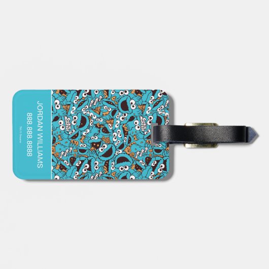 Cookie Monster | Nom Nom Nom Pattern Bagagelabel (Achterkant horizontaal)