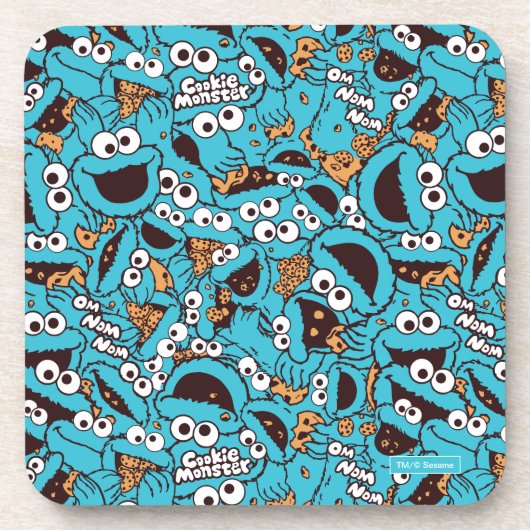Cookie Monster | Nom Nom Nom Pattern Bier Onderzetter (Voorkant)