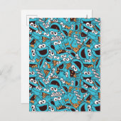 Cookie Monster | Nom Nom Nom Pattern Briefkaart (Voorkant / Achterkant)