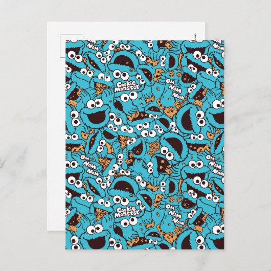 Cookie Monster | Nom Nom Nom Pattern Briefkaart (Voorkant / Achterkant)