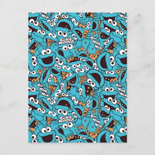 Cookie Monster | Nom Nom Nom Pattern Briefkaart (Voorkant)