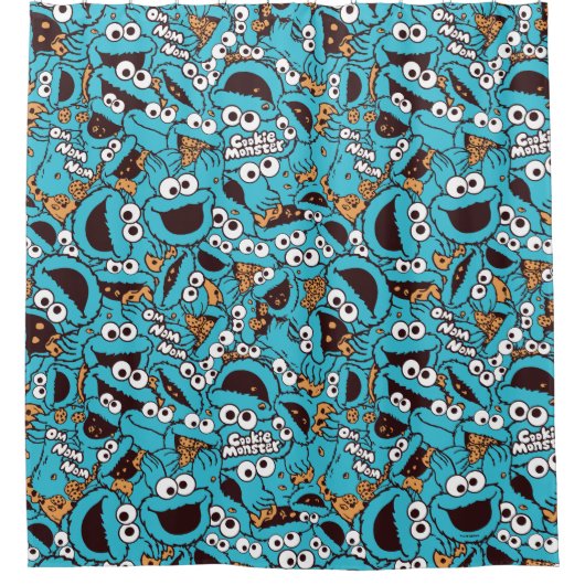Cookie Monster | Nom Nom Nom Pattern Douchegordijn (Voorkant)