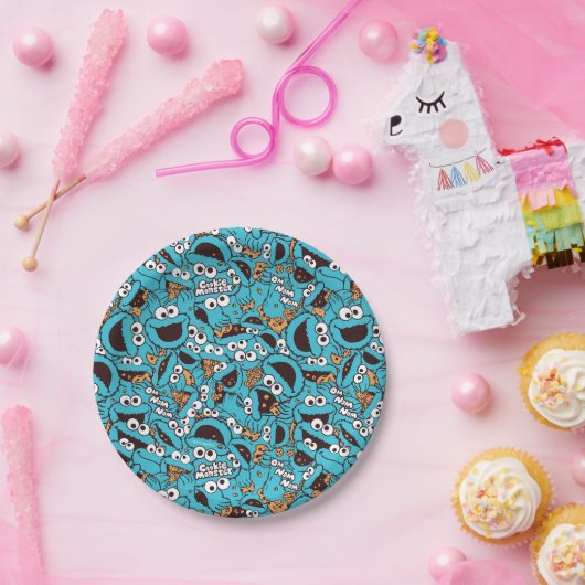 Cookie Monster | Nom Nom Nom Pattern Papieren Bordje (Feest)