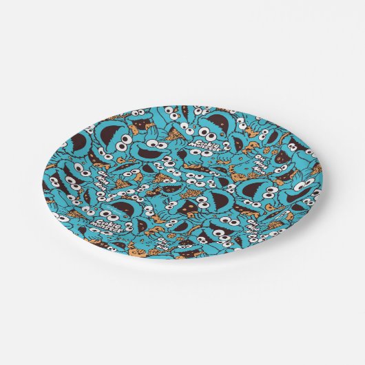 Cookie Monster | Nom Nom Nom Pattern Papieren Bordje (Gekanteld)