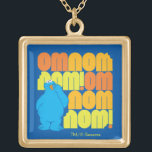 Cookie Monster Nom Nom Pattern Goud Vergulden Ketting<br><div class="desc">Dit schattige Sesamstraat patroon is voorzien van Cookie Monster die zijn favoriete snack eet. © 2021 Sesamworkshop. www.sesamestreet.org</div>