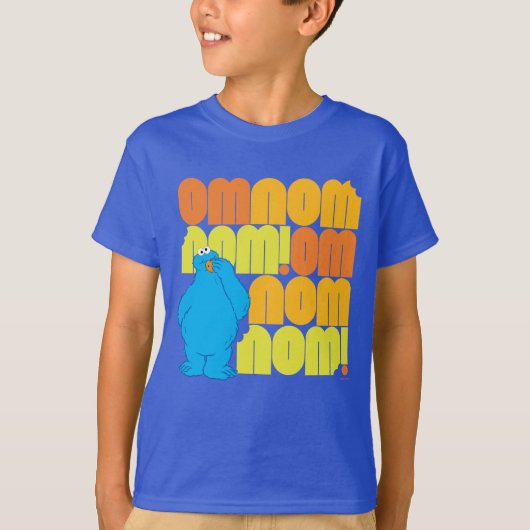 Cookie Monster Nom Nom Pattern T-shirt (Voorkant)