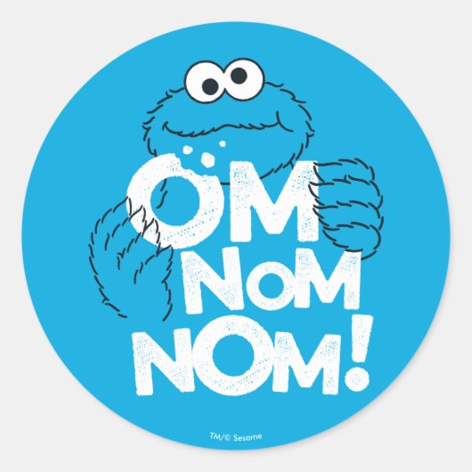 Cookie Monster | Om Nom Nom! Ronde Sticker (Voorkant)