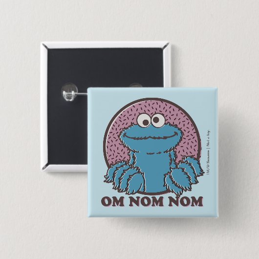 Cookie Monster | Om Nom Nom Vierkante Button 5,1 Cm (Voorkant /achterkant)