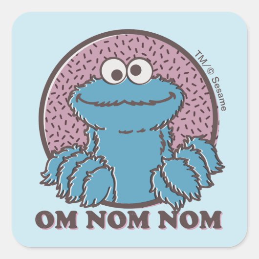 Cookie Monster | Om Nom Nom Vierkante Sticker (Voorkant)
