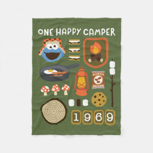 Cookie Monster   One Happy Camper Fleece Deken