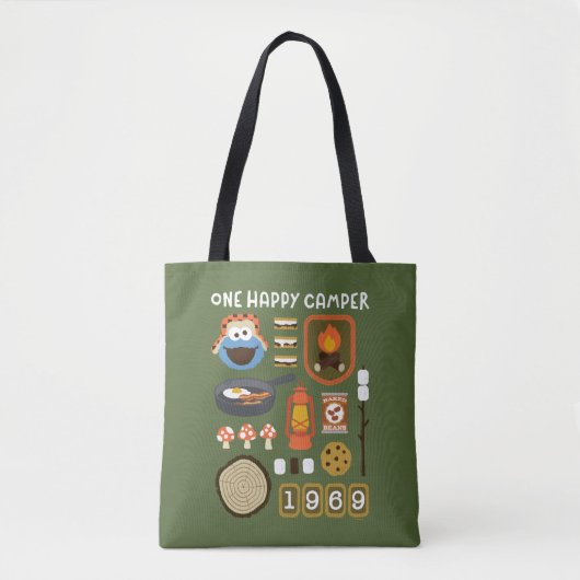 Cookie Monster | One Happy Camper Tote Bag (Voorkant)