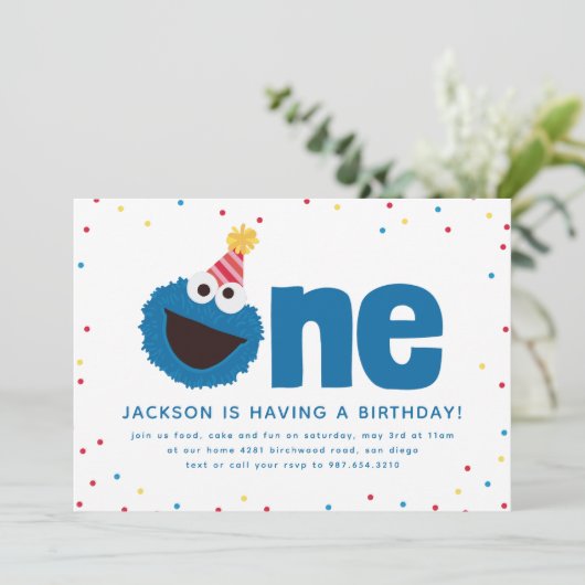 Cookie Monster One Kaart (Staand voorkant)